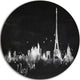 Paris Dark Silhouette, Cityscape Painting Round Wall Art, 11"