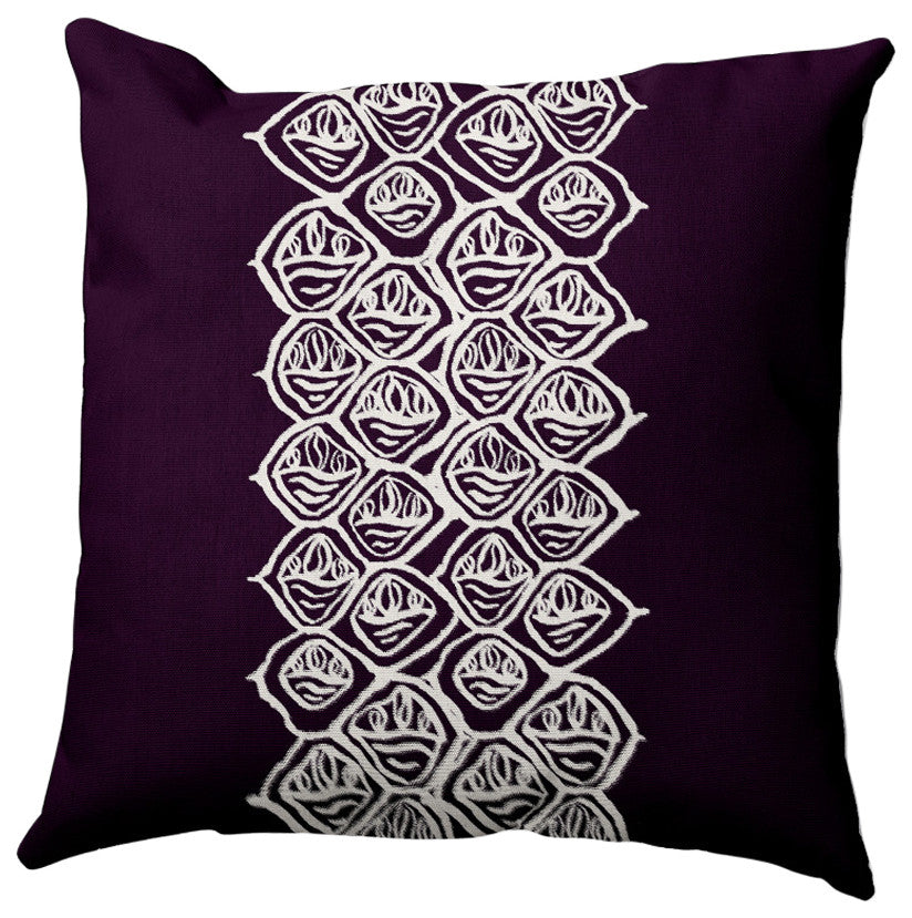 Cowry Stack Outdoor Pillow, Purple, 18"x18"