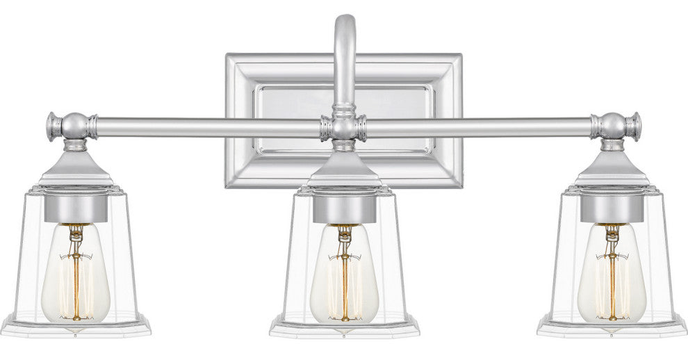 Nicholas 3-Light Bath Vanity, Polished Chrome