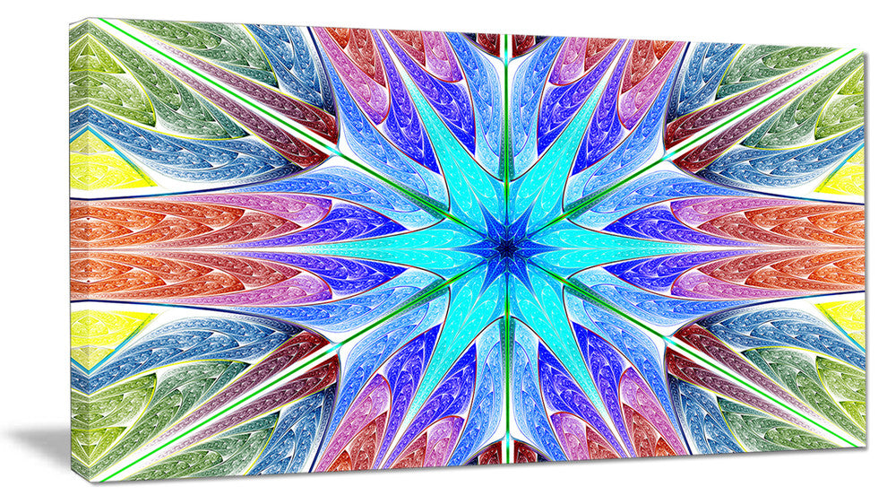 Multi Color Pink Fractal Stained Glass, Abstract Canvas Art Print, 40x20