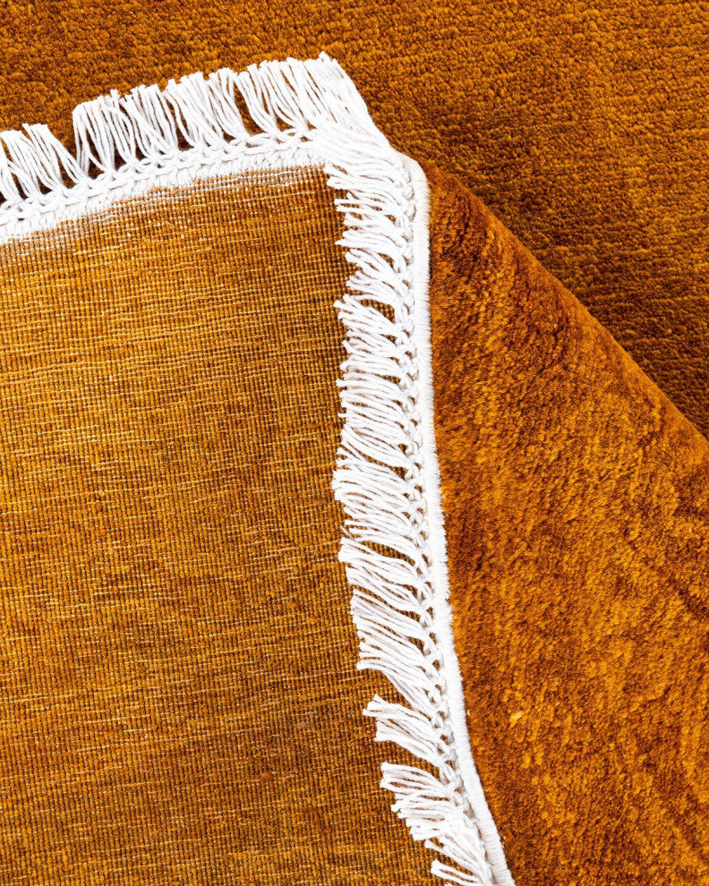 Overdyed, One-of-a-Kind Hand-Knotted Area Rug Gold, 4'1"x4'1"