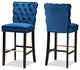Baxton Studio Daphne Navy Blue Dark Brown Finished Wood 2-Piece Bar Stool Set