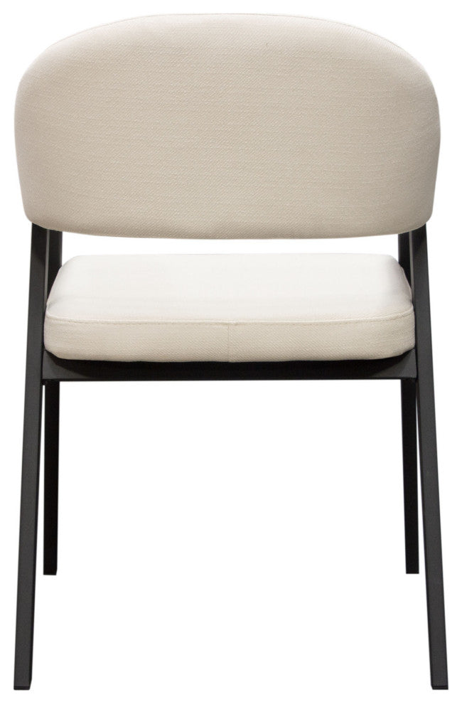 Adele Dining Accent Chairs, Set of 2, Cream Fabric, Metal Frame