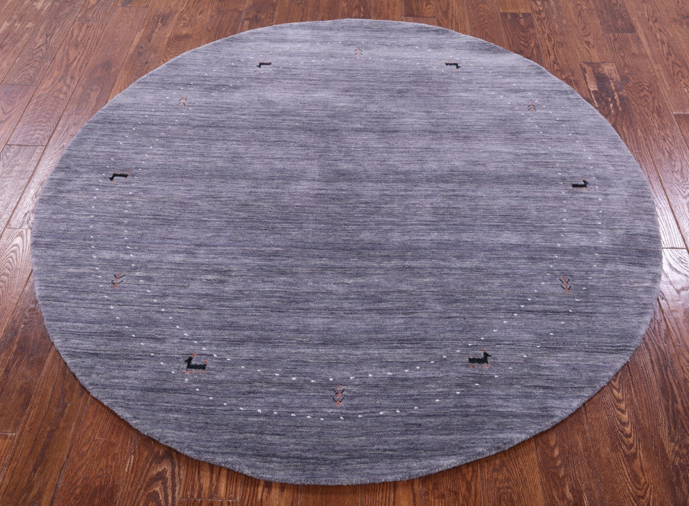 6' Round Hand Knotted Wool Persian Gabbeh Rug - Q15176
