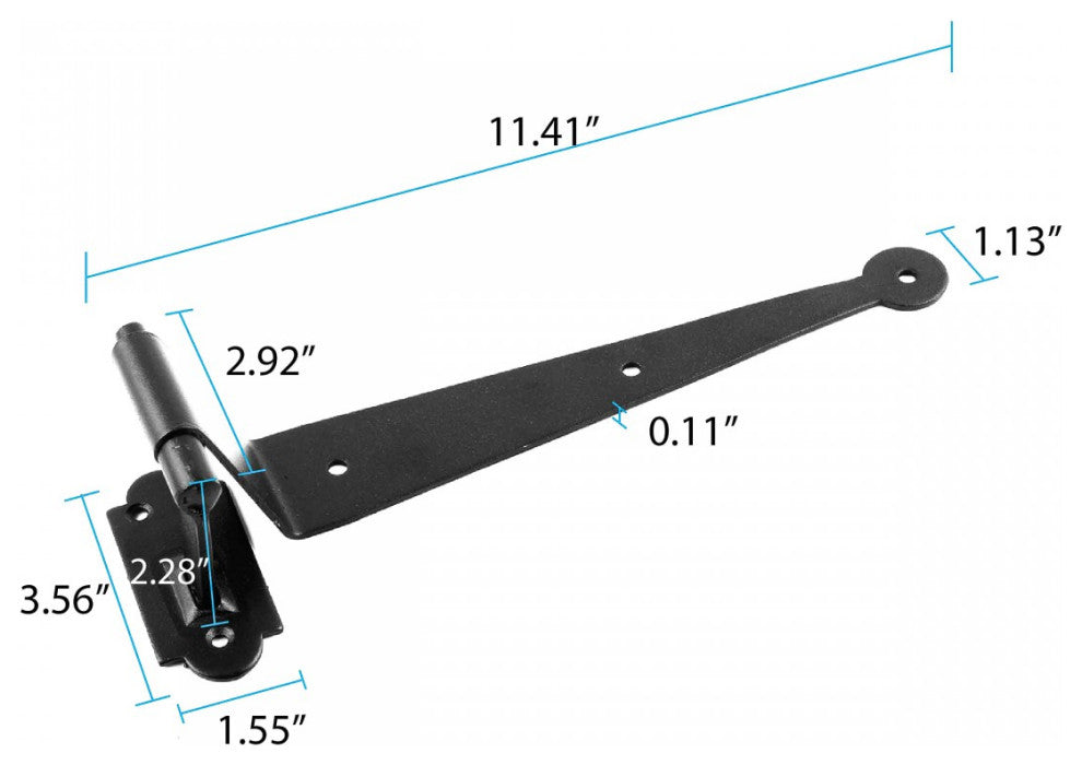 Black Offset Strap Lift Off Pintle Hinge 11 3/4" L Cast Iron Renovators Supply