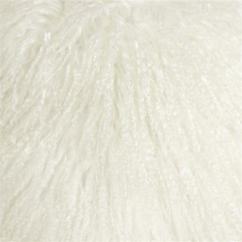 Genuine Mongolian Sheepskin Throw Pillow with Insert (16+ Colors), White