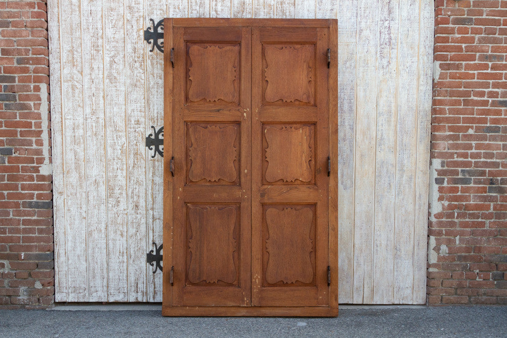 Antique British Colonial Teak Doors with Frame