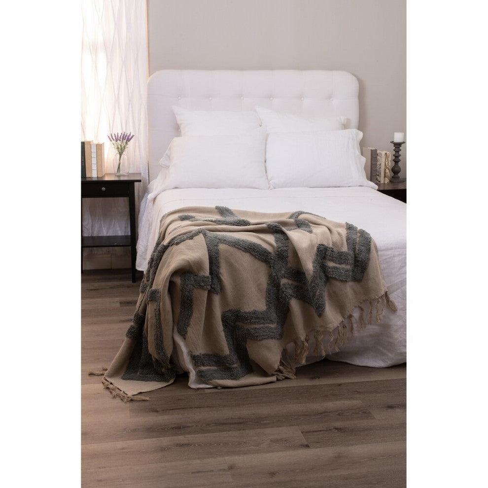 Arcadin Linen Throw Blanket, Charcoal