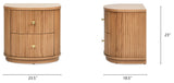 Valentine 24" 2-Drawer Fluted Storage Side Table, Natural Brown Beech Wood