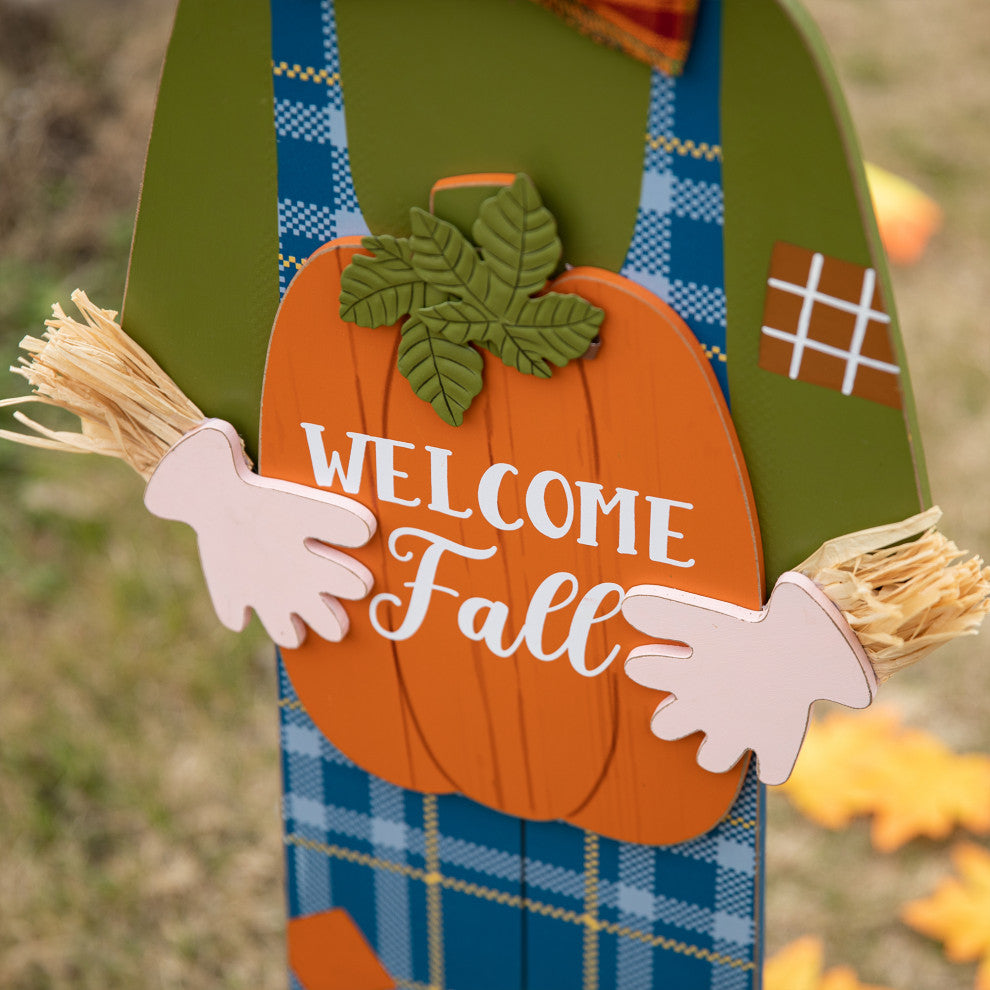 48"H Fall Wooden Scarecrow Yard Stake