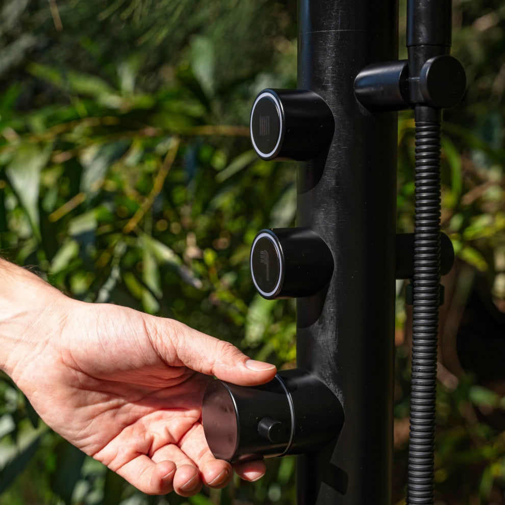 PULSAR 05 Outdoor Shower 316 Stainless Steel with Hand Shower, Matte Black