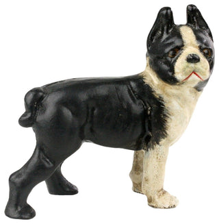 Retro Cast Iron Boston Terrier Statue, Bulldog Doorstop Antique-Style