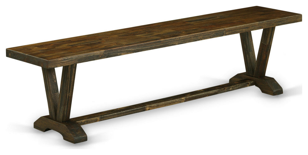 V-Style 15X72 In Dining Bench, Distressed Jacobean 418 Leg, Top Finish