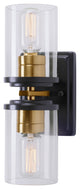 2-Light Wall Sconce, Black and Soft Gold