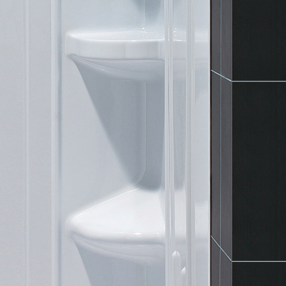 DreamLine SlimLine 32"x60" Base, Right Hand Drain and Shower Backwall Kit