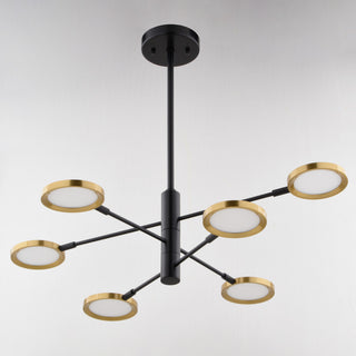 Cullerto 6-Light Matte Black/Gold Contemporary LED Pendant Light Adjustable Arms