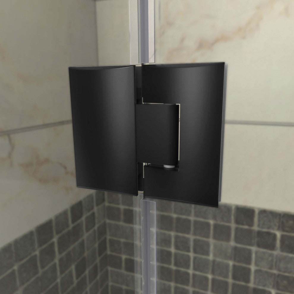 Prism Plus 38x74 3/4 Neo-Angle Shower Enclosure Satin Black, White Base