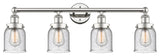 Small Bell 4-Light 34" Bath Vanity Light, Polished Nickel Finish, Seedy Shade