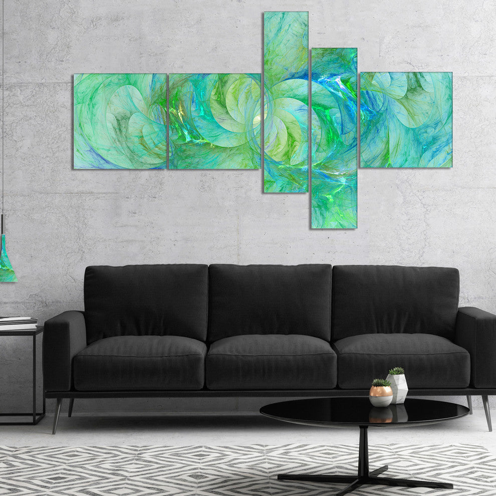 Snow Fractal Glass Texture, Abstract Canvas Art Print, 60"x32", 5 panels