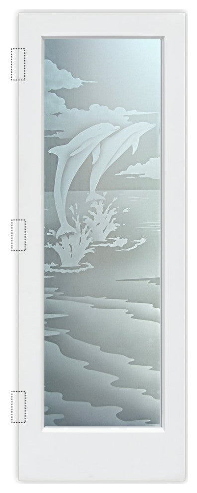 Interior Prehung Door or Interior Slab Door - Dolphins Leaping - Primed -...