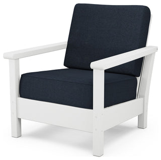 Polywood Harbour Deep Seating Chair, White / Marine Indigo