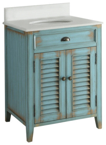 26" Cottage-Style Abbeville Bathroom Sink Vanity and Mirror