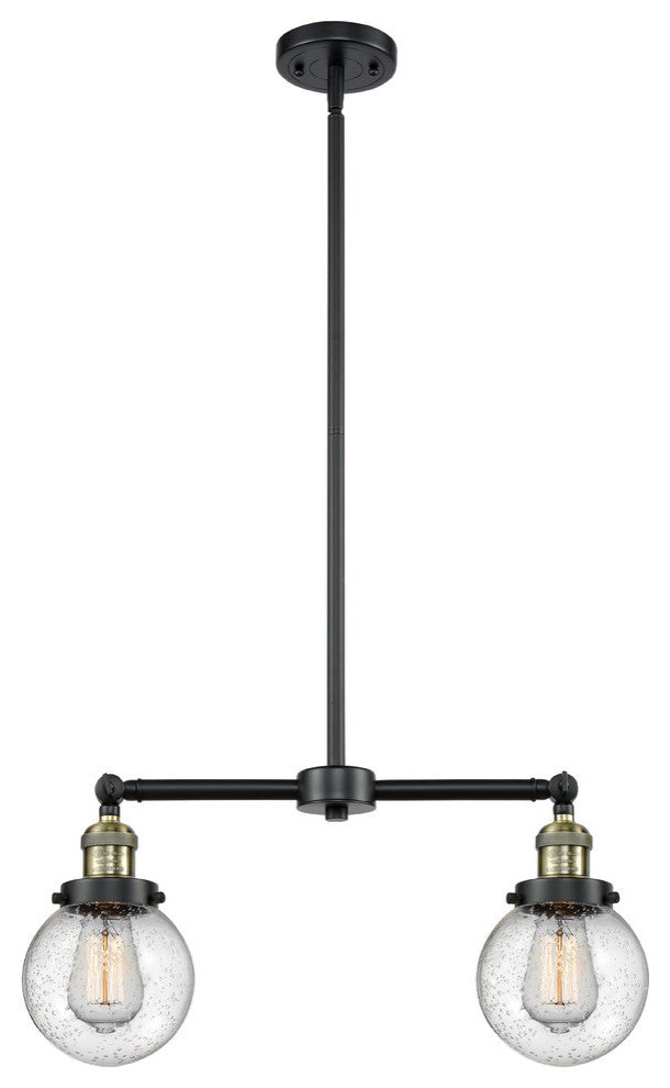 Beacon 2-Light LED Chandelier, Black Antique Brass, Glass: Seedy