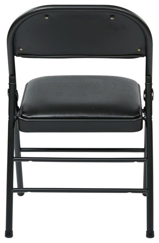 Set of 4 Folding Chair with Vinyl Seat in Black