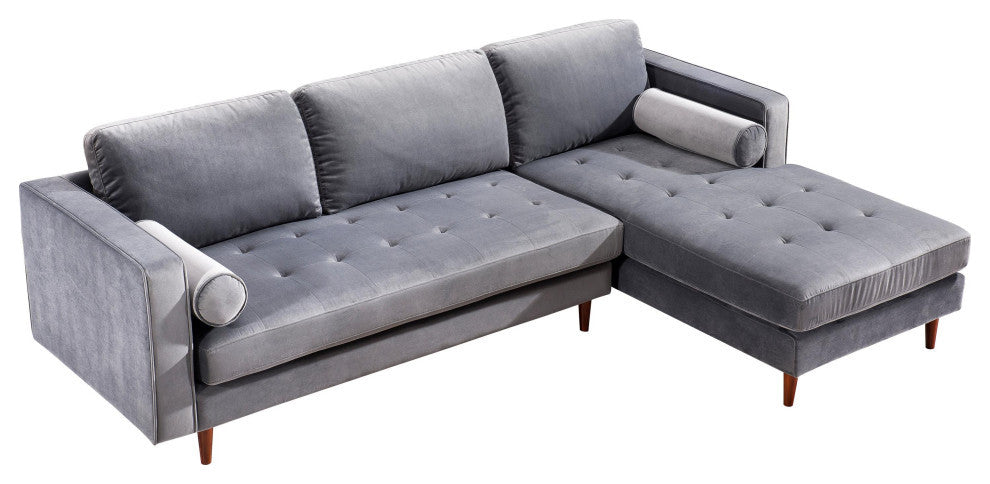 TOV Furniture Como Grey Velvet Sectional RAF