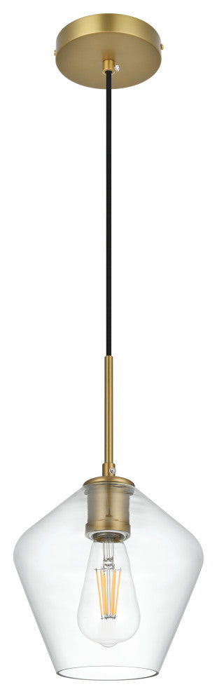 Home Living 8" Pendant Clear Shade, Satin Gold