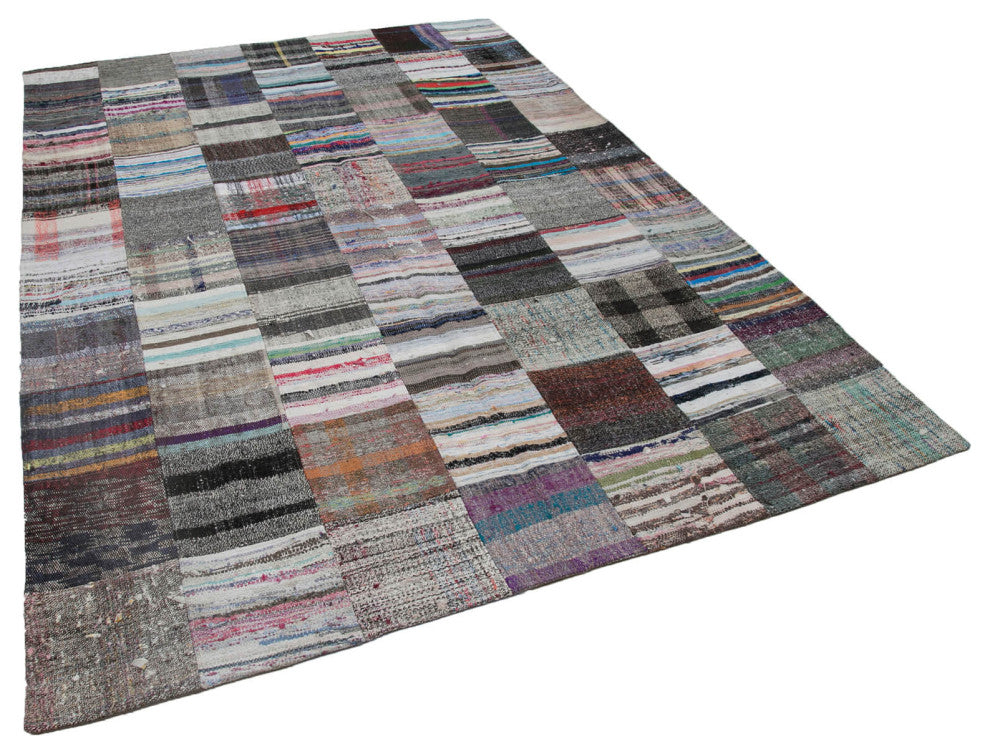 Rug N Carpet - Handmade Oriental 6' 11'' x 9' 9'' Vintage Patchwork Kilim Rug