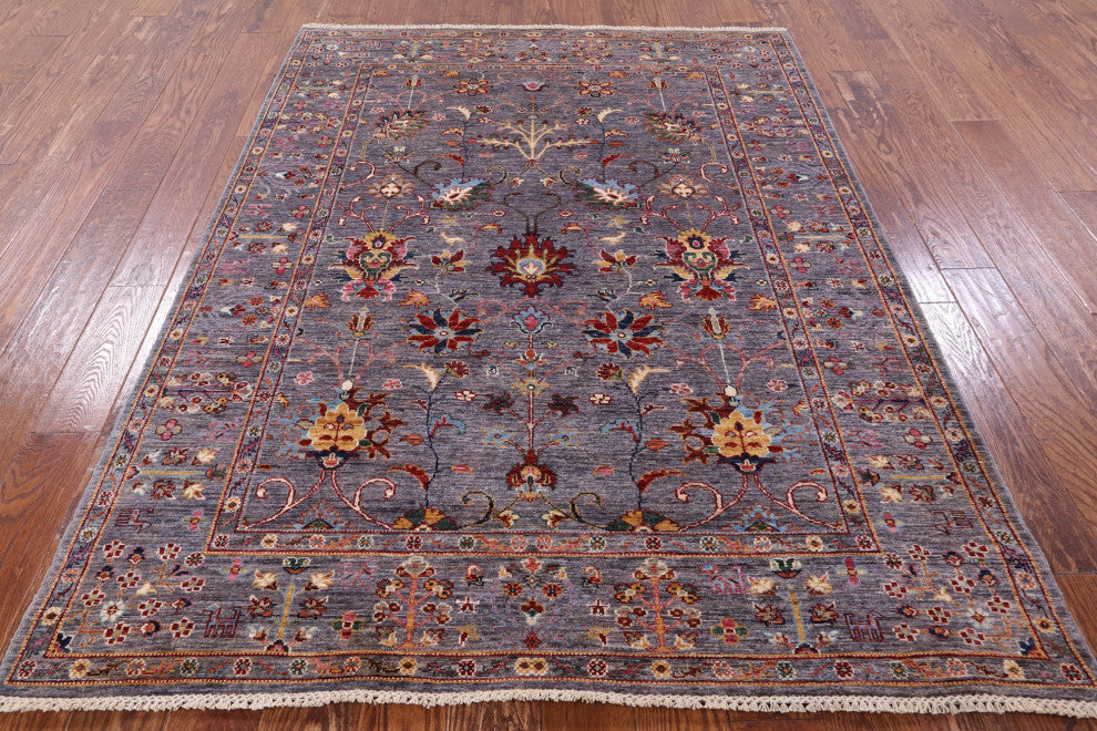 5' 1" X 6' 8" Hand Knotted Persian Tabriz Wool Rug Q7565