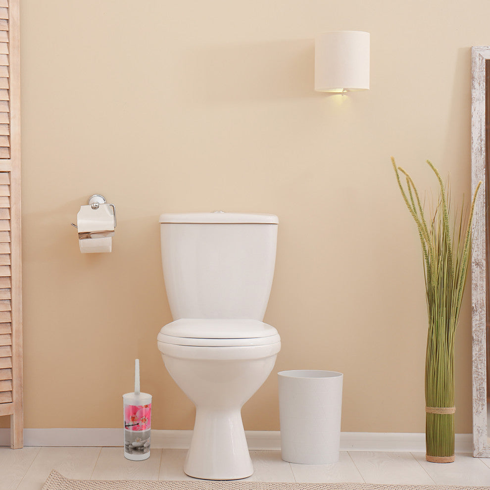 Toilet Brush and Holder - Decorative Plastic Bathroom Accessory, Orchid