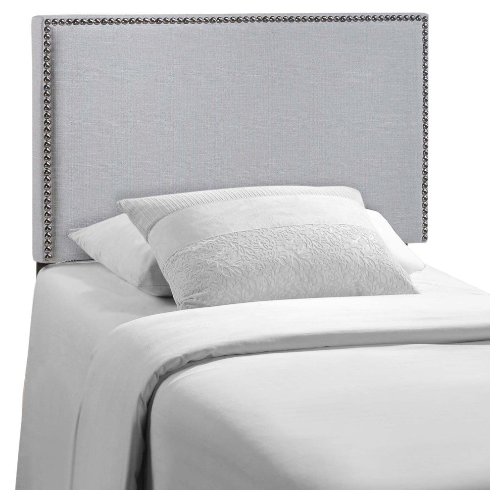 Modway Bedroom Region Twin Nailhead Upholstered Headboard, Sky Gray
