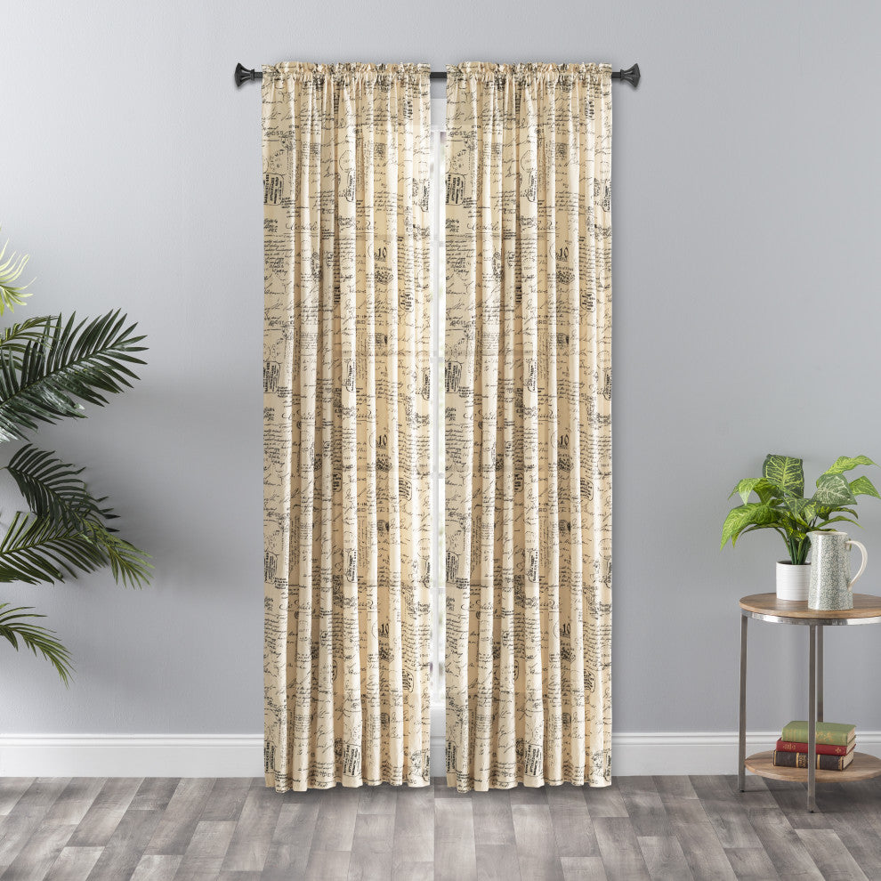 Script Crushed Taffeta Tailored Panel, Black, 48" X 84"