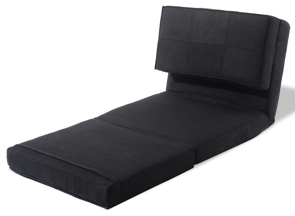 Convertible Lounger Folding Sofa Sleeper Bed, Black