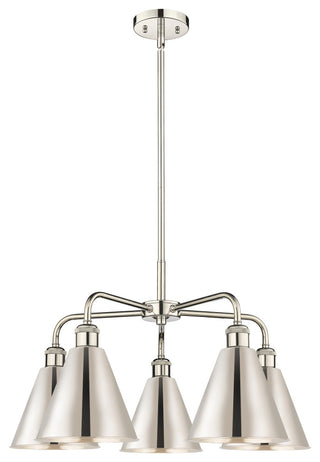 Ballston Cone 5-Light 26" Stem Chandelier, Polished Nickel