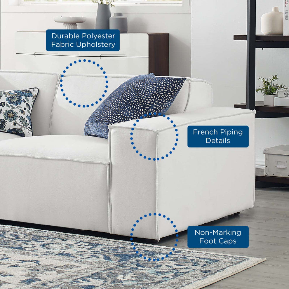 Modular Sectional Sofa Set, White, Fabric, Modern, Lounge Hotel Hospitality