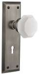 New York Plate with Keyhole Single Dummy Waldorf White Milk Glass Knob