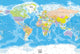 World Political Map Wall Mural, 3 panel, 107"x72"