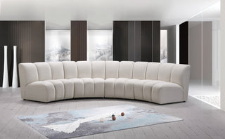 Infinity Channel Tufted Velvet Modular Chair, Cream, 4 Piece