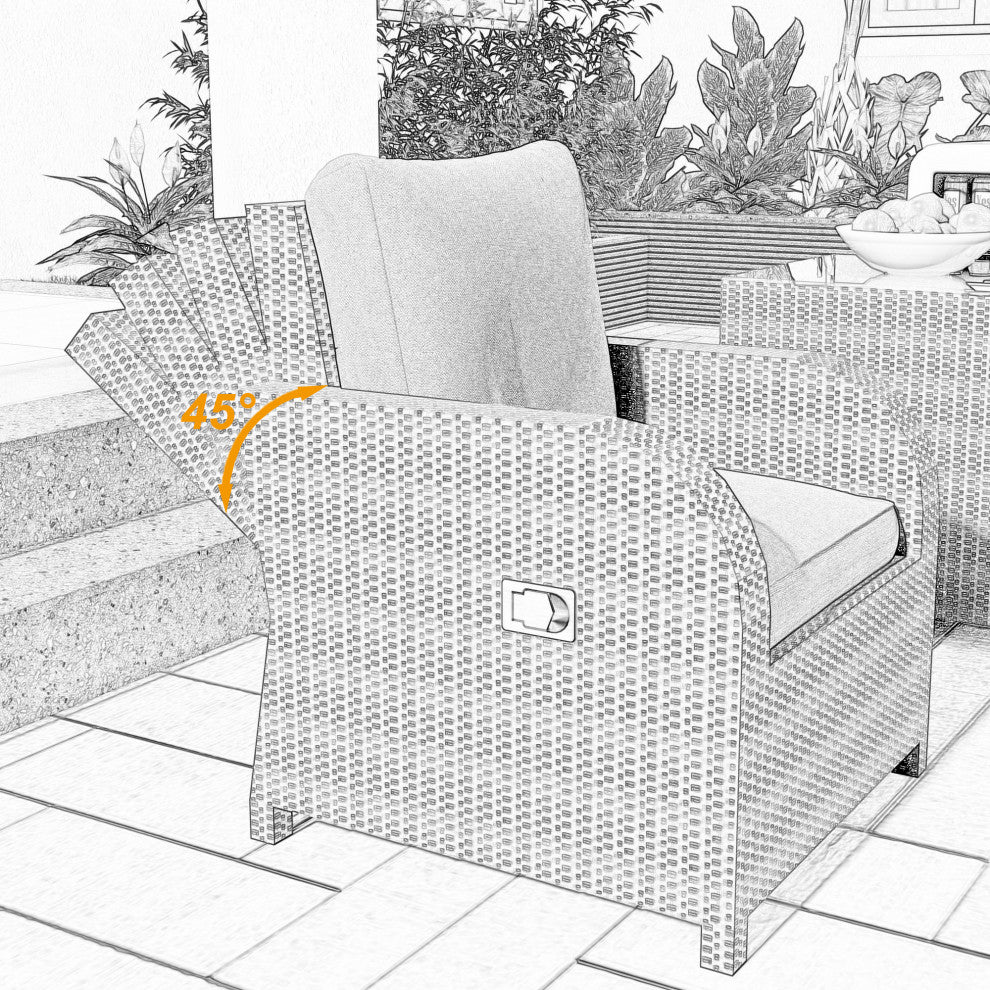 Rattan Patio Sofa Set With 2 Coffee table