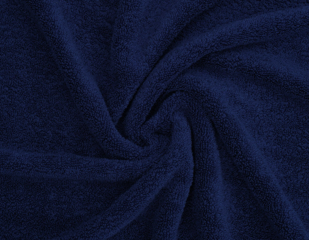 Delara 100% Organic Cotton Plush Wash Cloths, Set of 6, 13"x13", Navy Blue