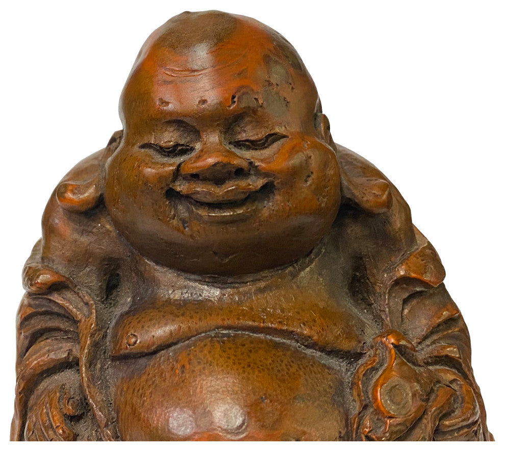 Chinese Bamboo Carved Happy Buddha Ru Yi Figure Display, Hws2177