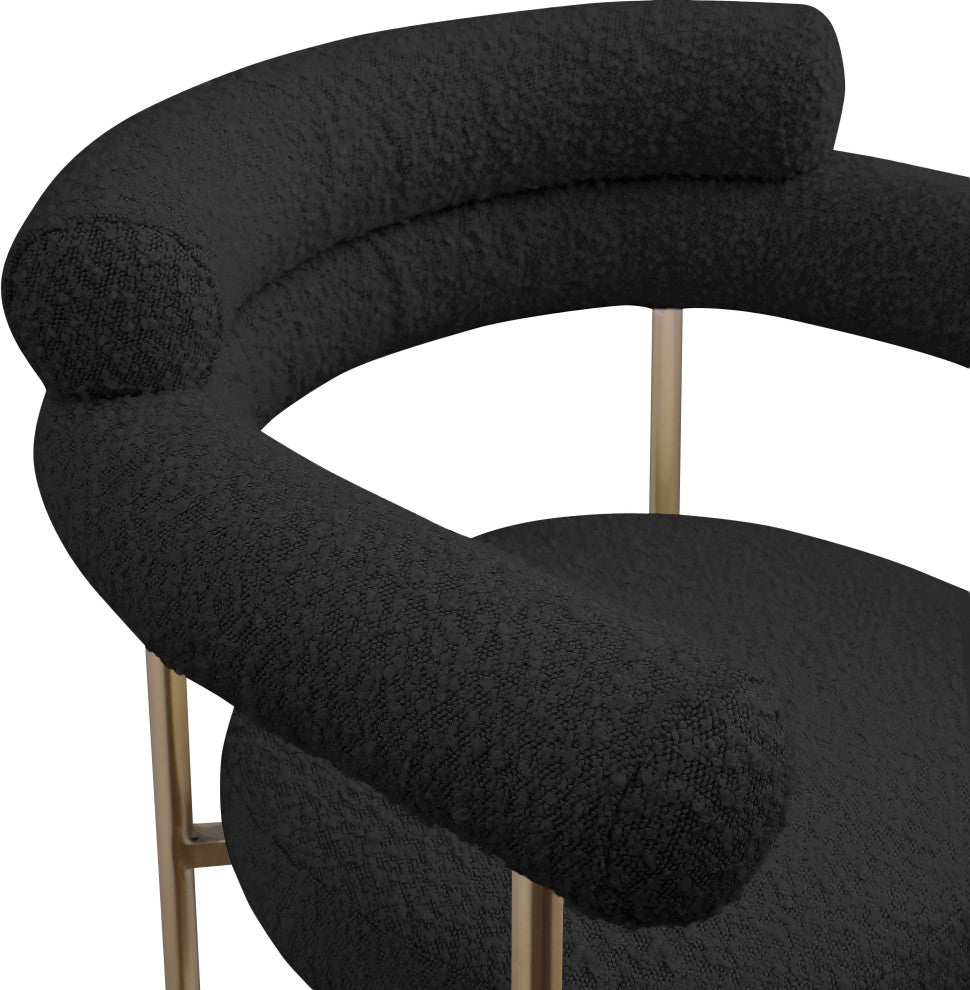 Blake Boucle Fabric Upholstered Counter Stool, Set of 2, Black, Brushed Finish