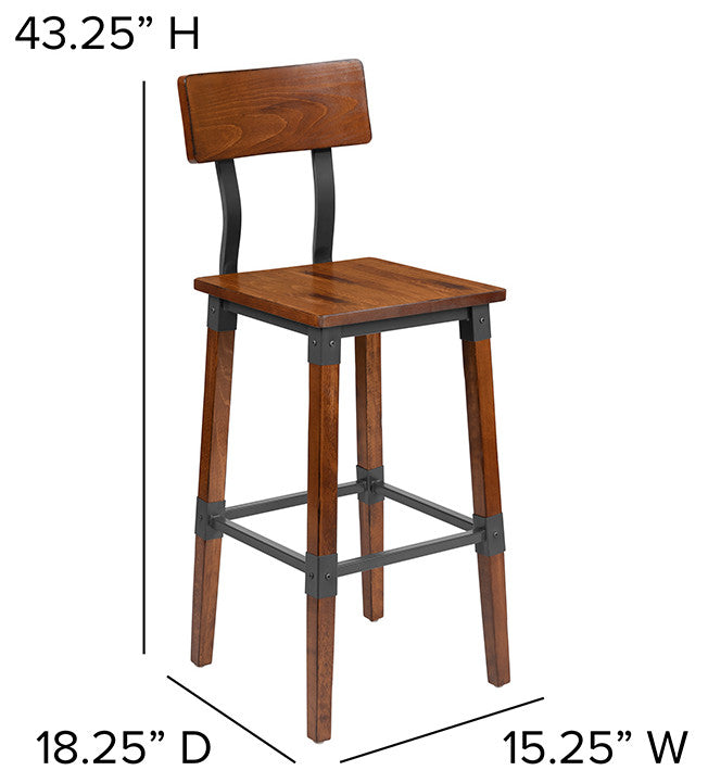 Walnut Wood Dining Barstool