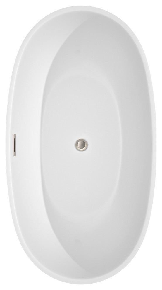 Juno Freestanding Bathtub, Brushed Nickel Trim, 59", Faucet in Brushed Nickel