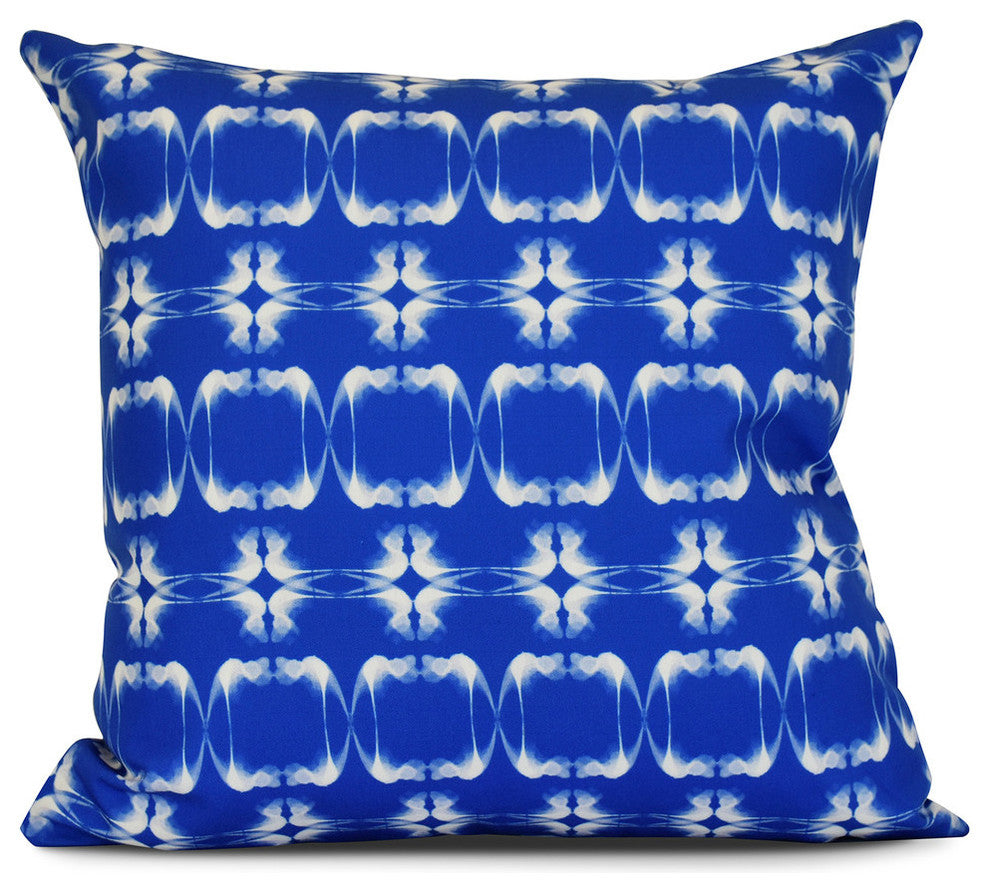 Summer Picnic, Geometric Print Pillow, Blue, 16"x16"