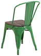 Green Metal Stackable Chair With Wood Seat