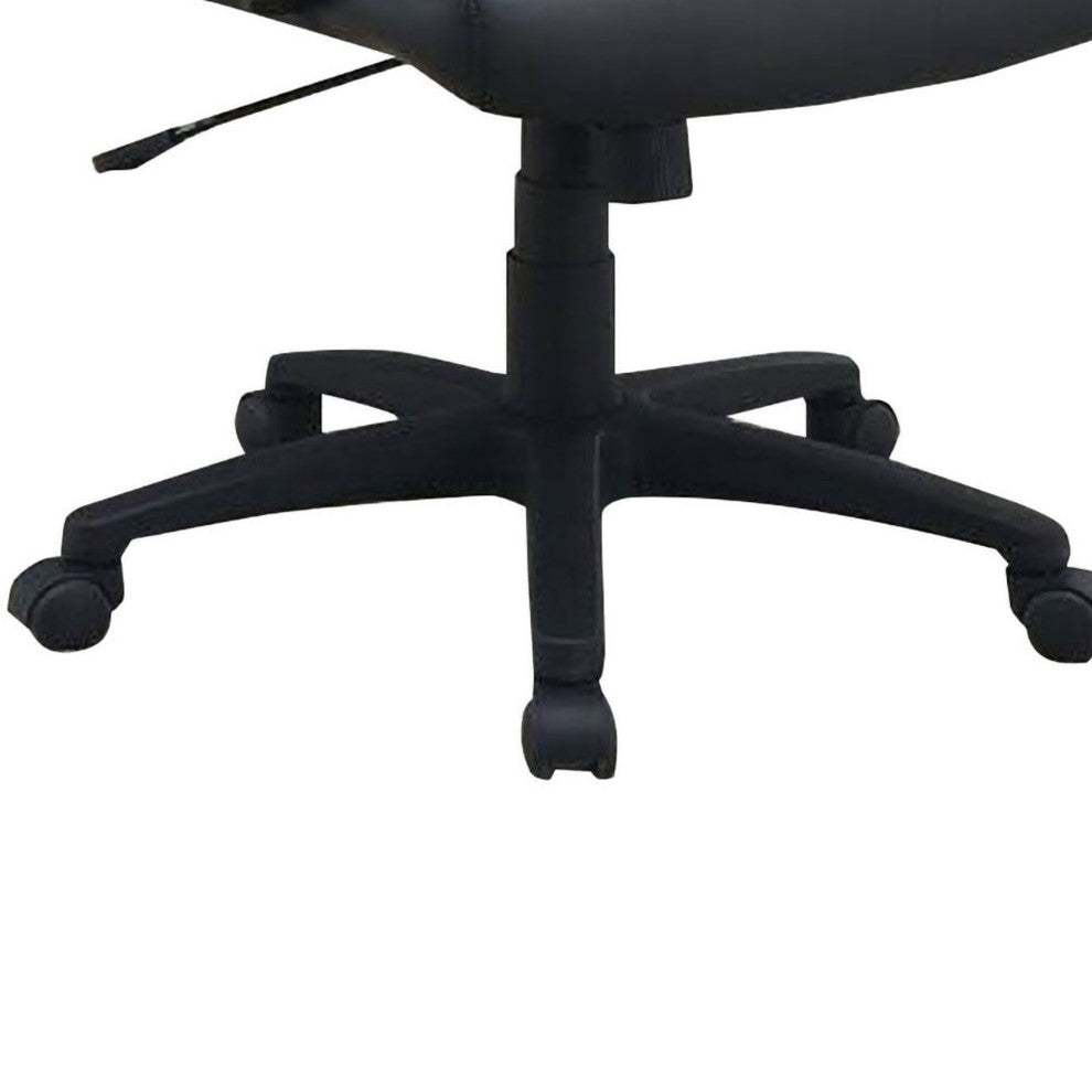 Benzara BM266480 Office Chair With Horizontally Tufted Padded Back, Black
